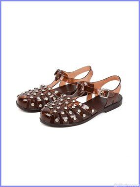 Waterproof PVC Fisherman Sandals Rhinestone Buckle Ankle Strap Flats